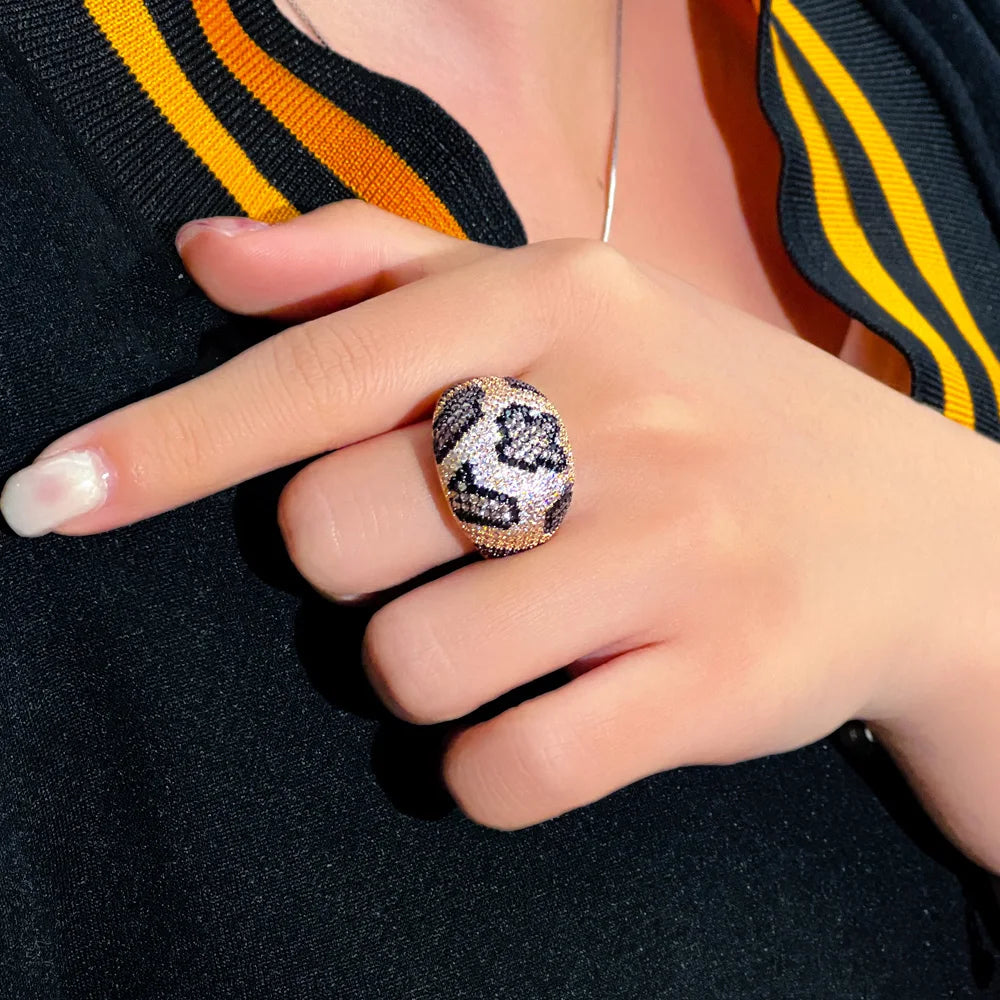 Gold Plated Leopard CZ Statement Ring