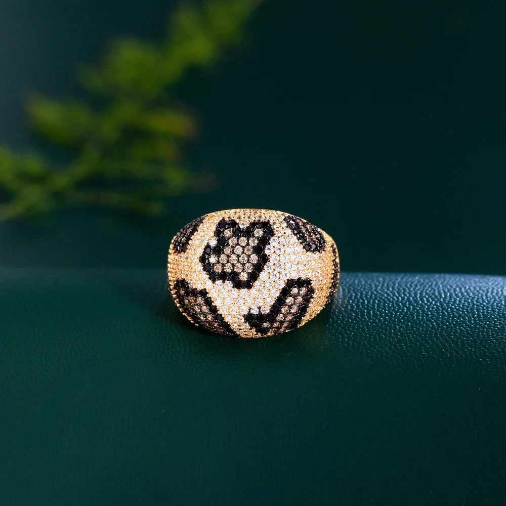 Gold Plated Leopard CZ Statement Ring
