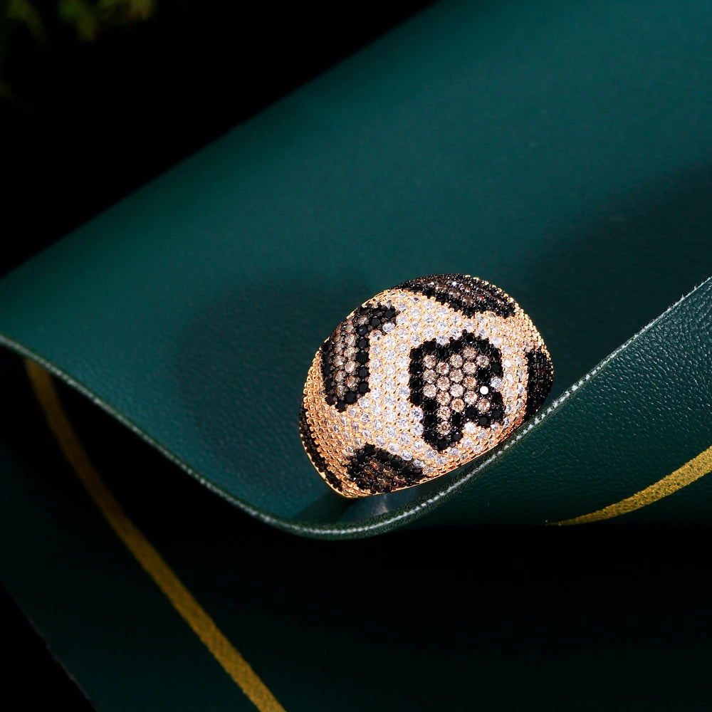Gold Plated Leopard CZ Statement Ring