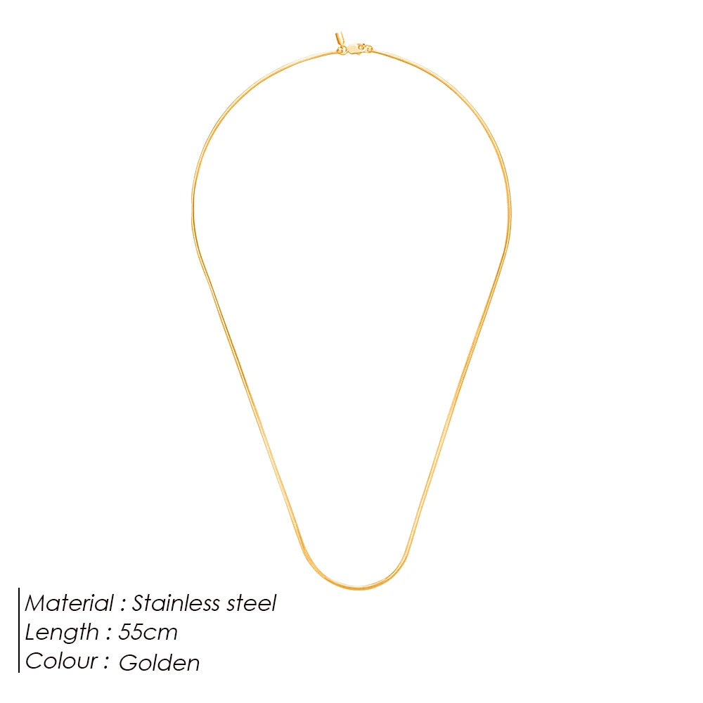 Gold Stainless Steel Snake Chain Necklace for Men