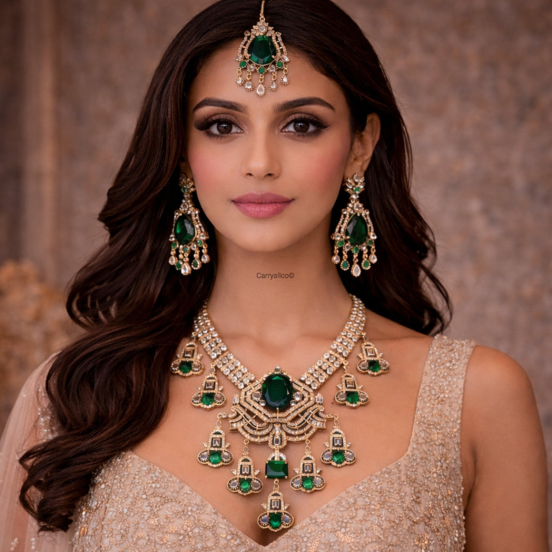 Green Mehendi Polish Bridal Jewellery Set