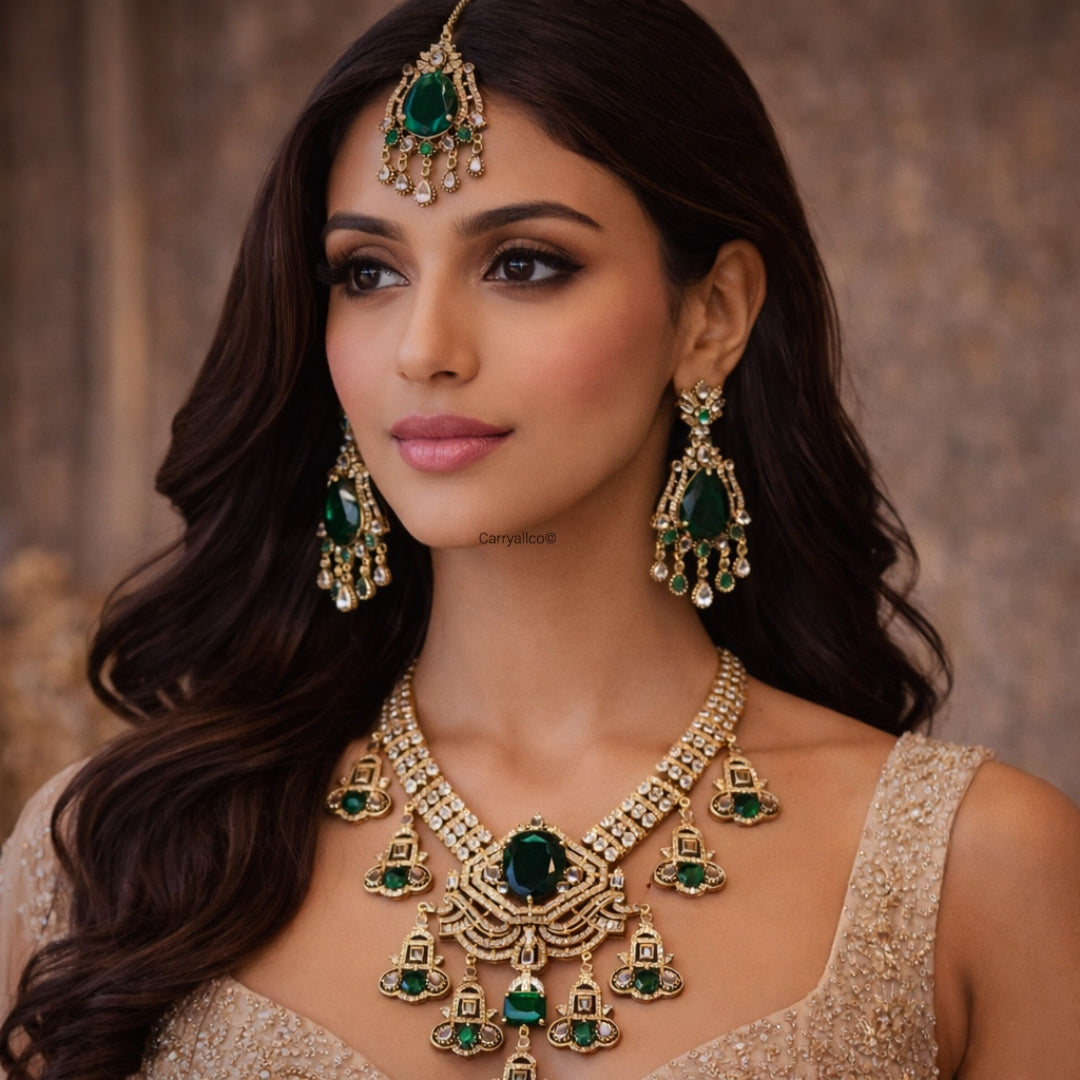 Green Mehendi Polish Bridal Jewellery Set