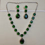 Green Teardrop Crystal Necklace Set – Full Set View | American Diamond Jewellery | Carryallco India
