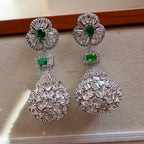 Green Stone Designer Jhumka Drop Earrings for Women