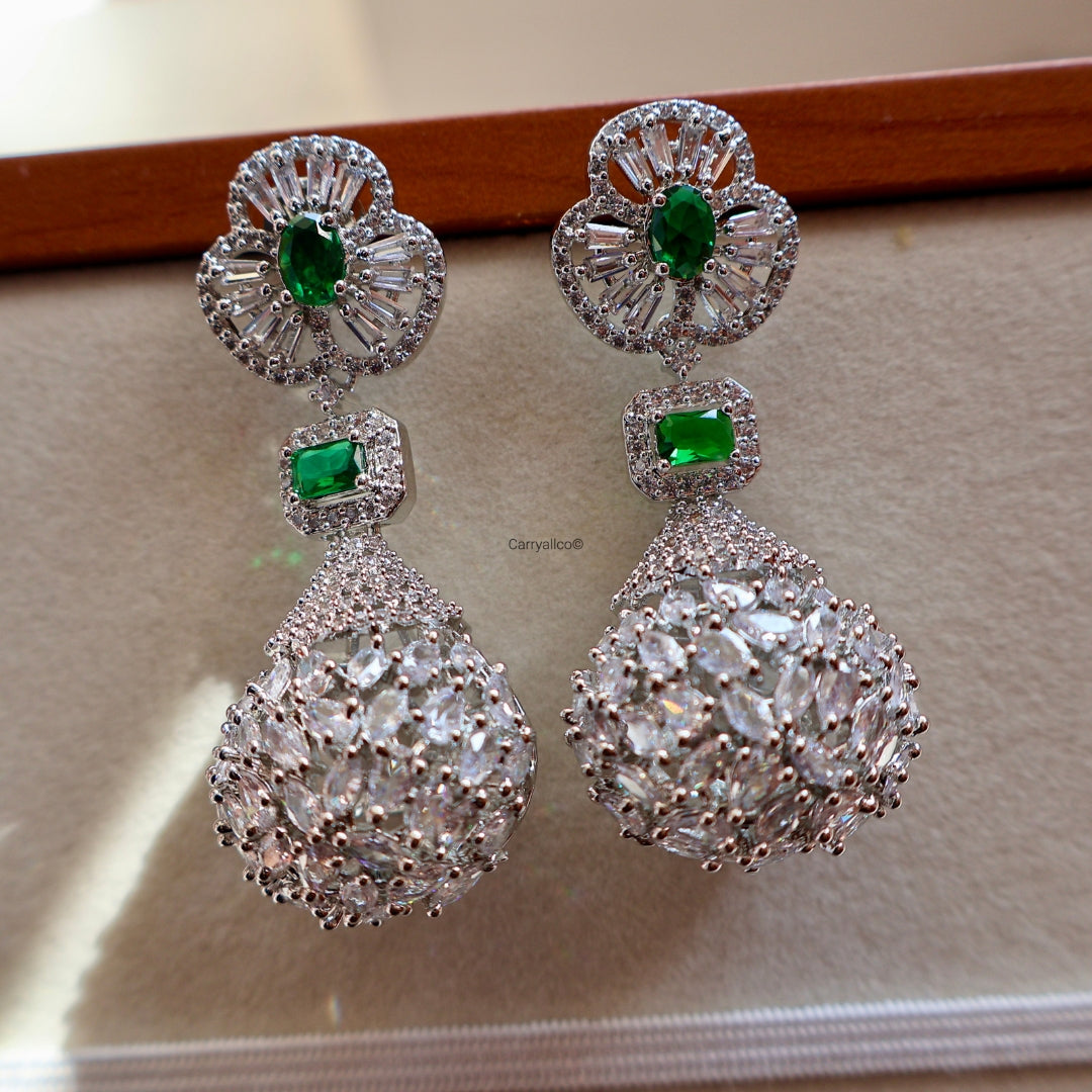 Green Stone Designer Jhumka Drop Earrings for Women