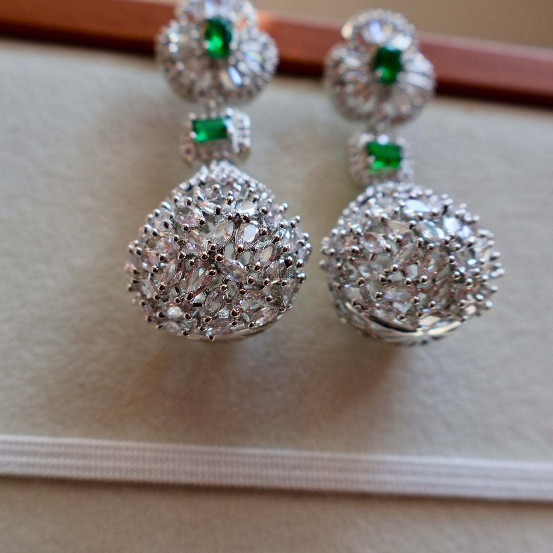 Green Stone Designer Jhumka Earrings