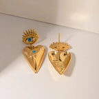 Guardian Heart Evil Eye Earrings – 18K Gold Plated