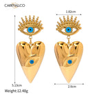 Guardian Heart Evil Eye Earrings – 18K Gold Plated