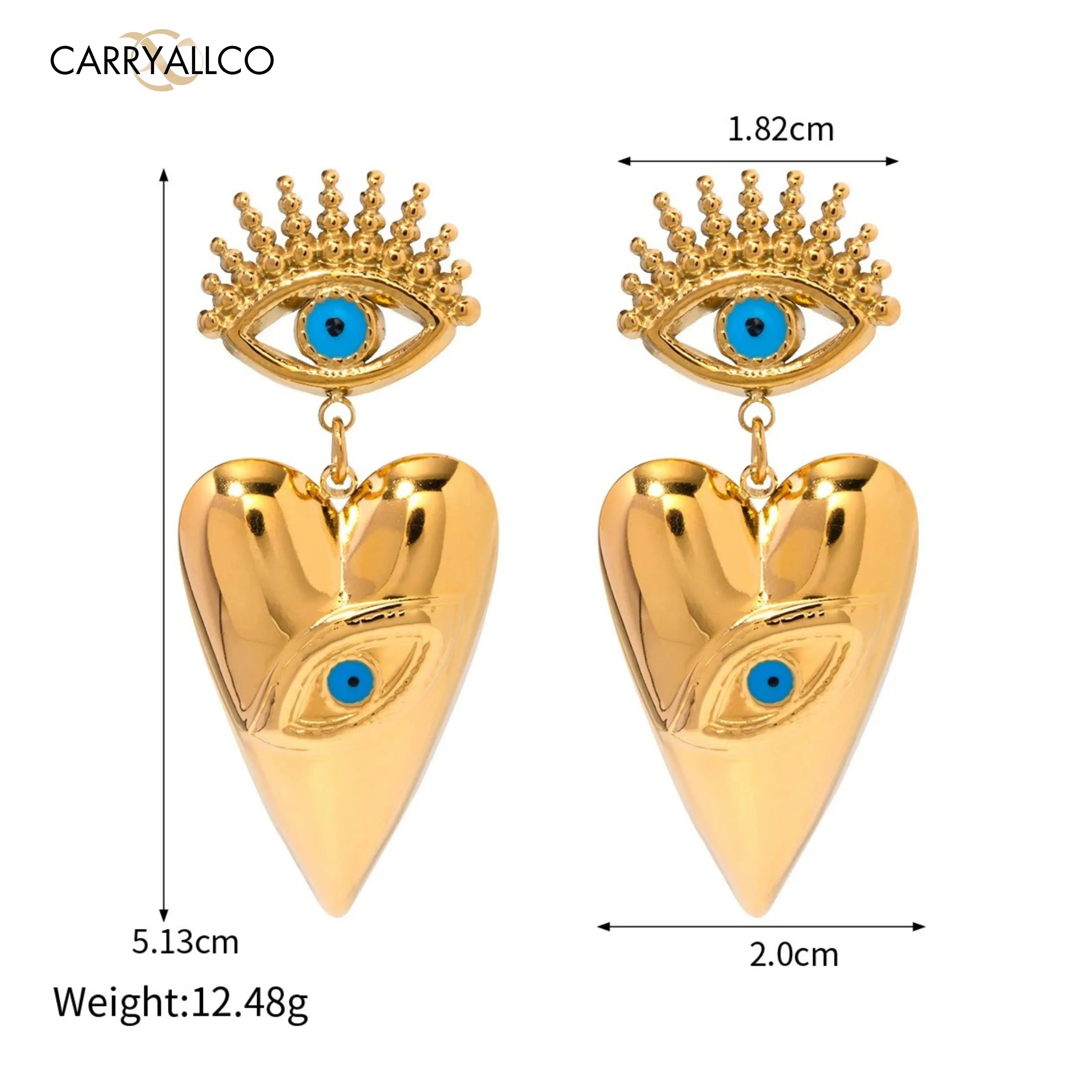 Guardian Heart Evil Eye Earrings – 18K Gold Plated