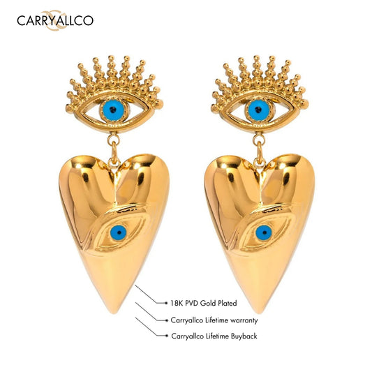 Guardian Heart Evil Eye Earrings – 18K Gold Plated