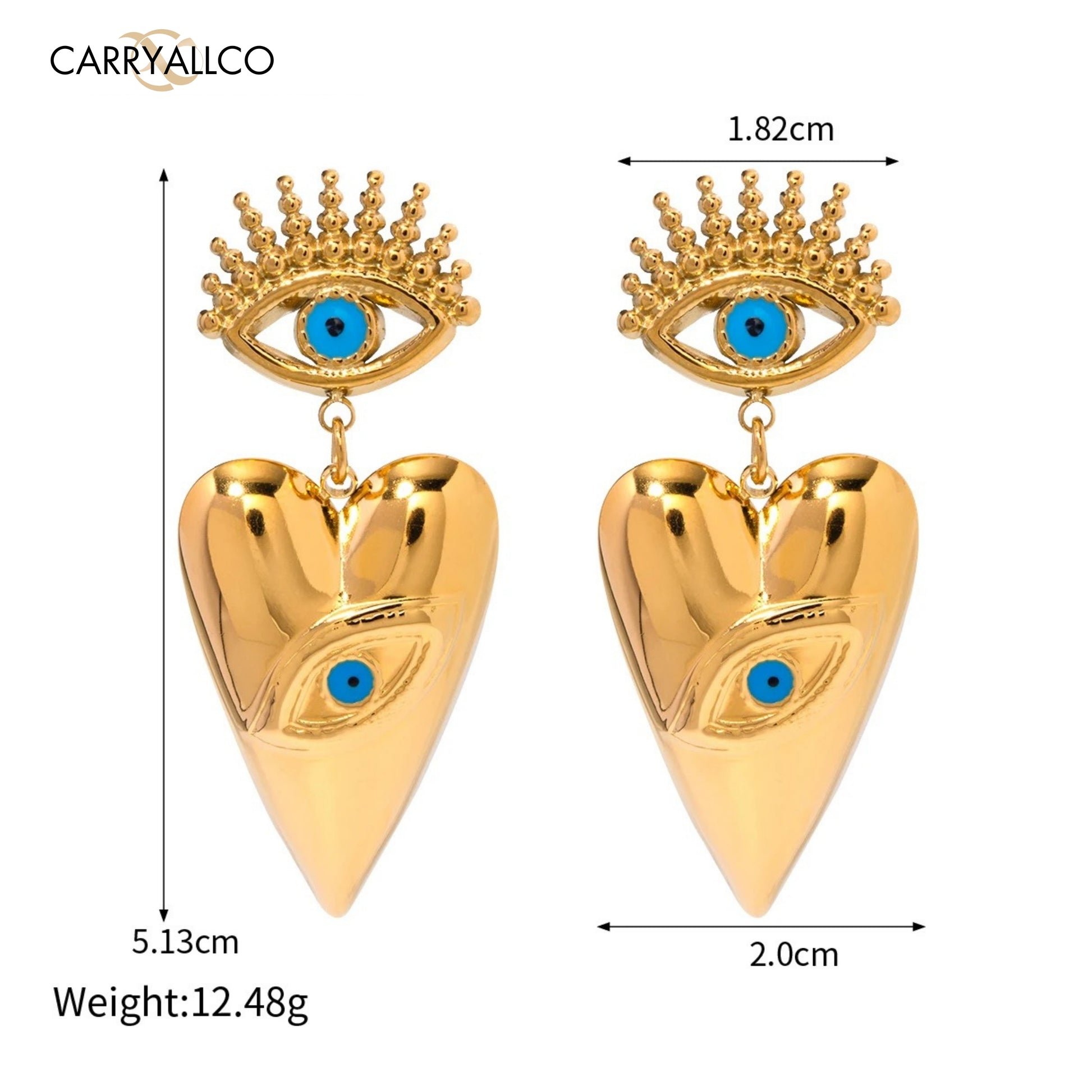 Guardian Heart Evil Eye Earrings – 18K Gold Plated