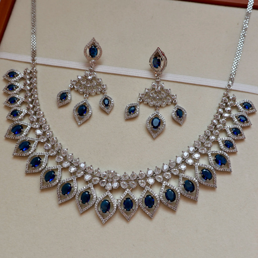 Carryallco Azure Nocturne American Diamond Necklace Set