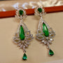 Emerald Crystal Floral American Diamond Long Earrings | CARRYALLCO