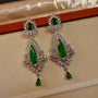 Emerald Crystal Floral American Diamond Long Earrings | CARRYALLCO