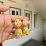 Carryallco Reverese AD Studded Gold Plated Yellow Meenakari Jhumka Earrings Carryallco
