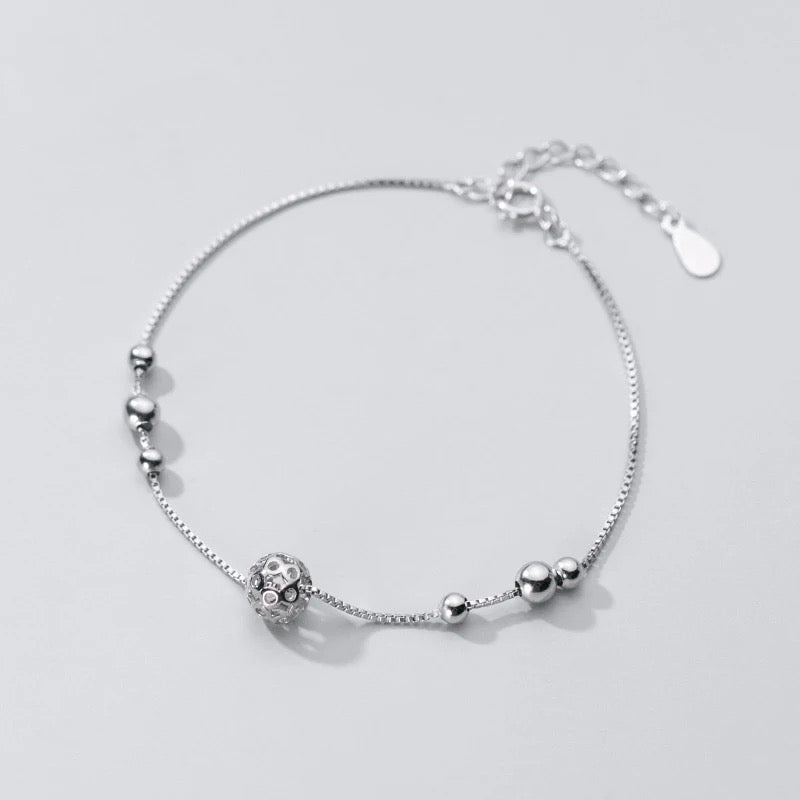 Carryallco 925 Silver Sphere Anklet CARRYALLCO
