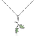 Carryallco 925 Sterling Silver Green Leaves Necklace CARRYALLCO