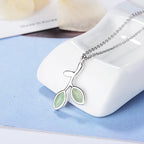 Carryallco 925 Sterling Silver Green Leaves Necklace CARRYALLCO