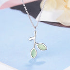 Carryallco 925 Sterling Silver Green Leaves Necklace CARRYALLCO
