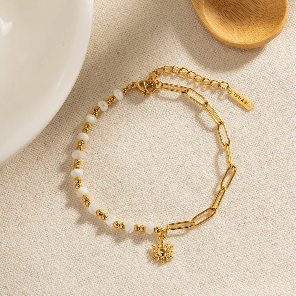 Sun Charm Beaded Chain Bracelet Carryallco