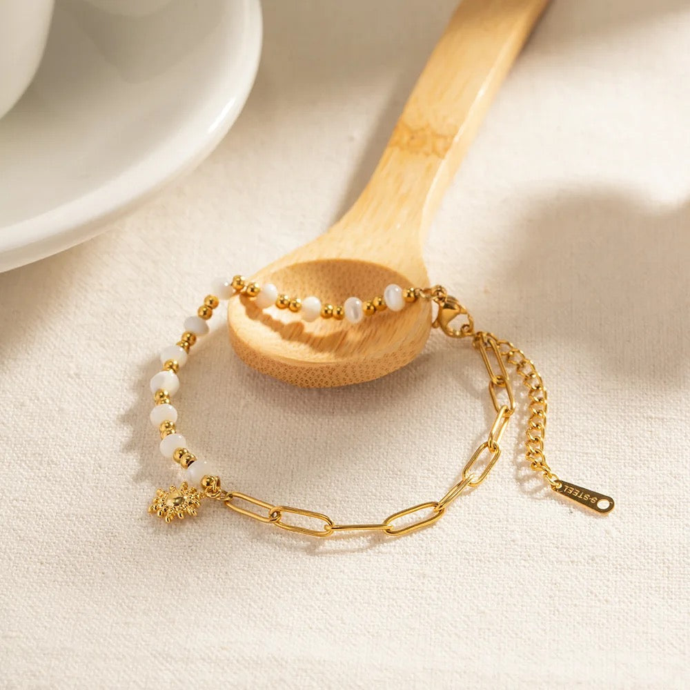 Sun Charm Beaded Chain Bracelet Carryallco