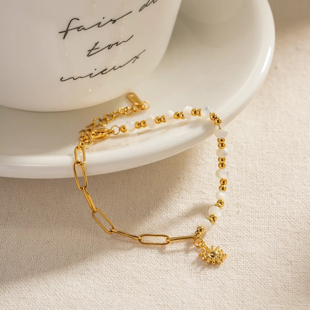 Sun Charm Beaded Chain Bracelet Carryallco