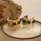 Carryallco Sculpted Zircon Glass Drop Earrings Carryallco