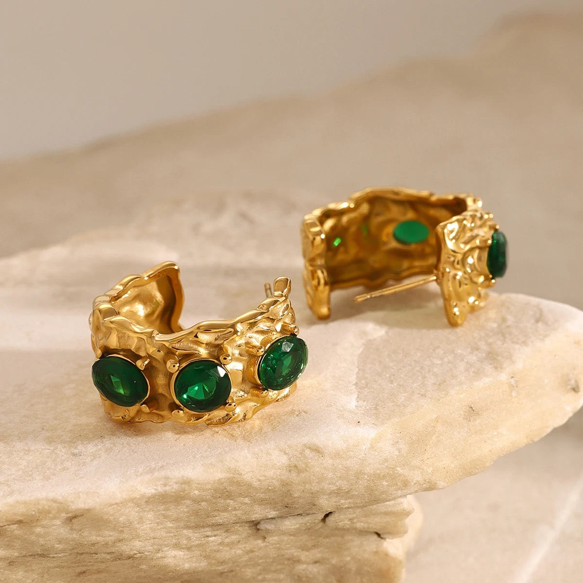 Carryallco Sculpted Zircon Glass Drop Earrings Carryallco