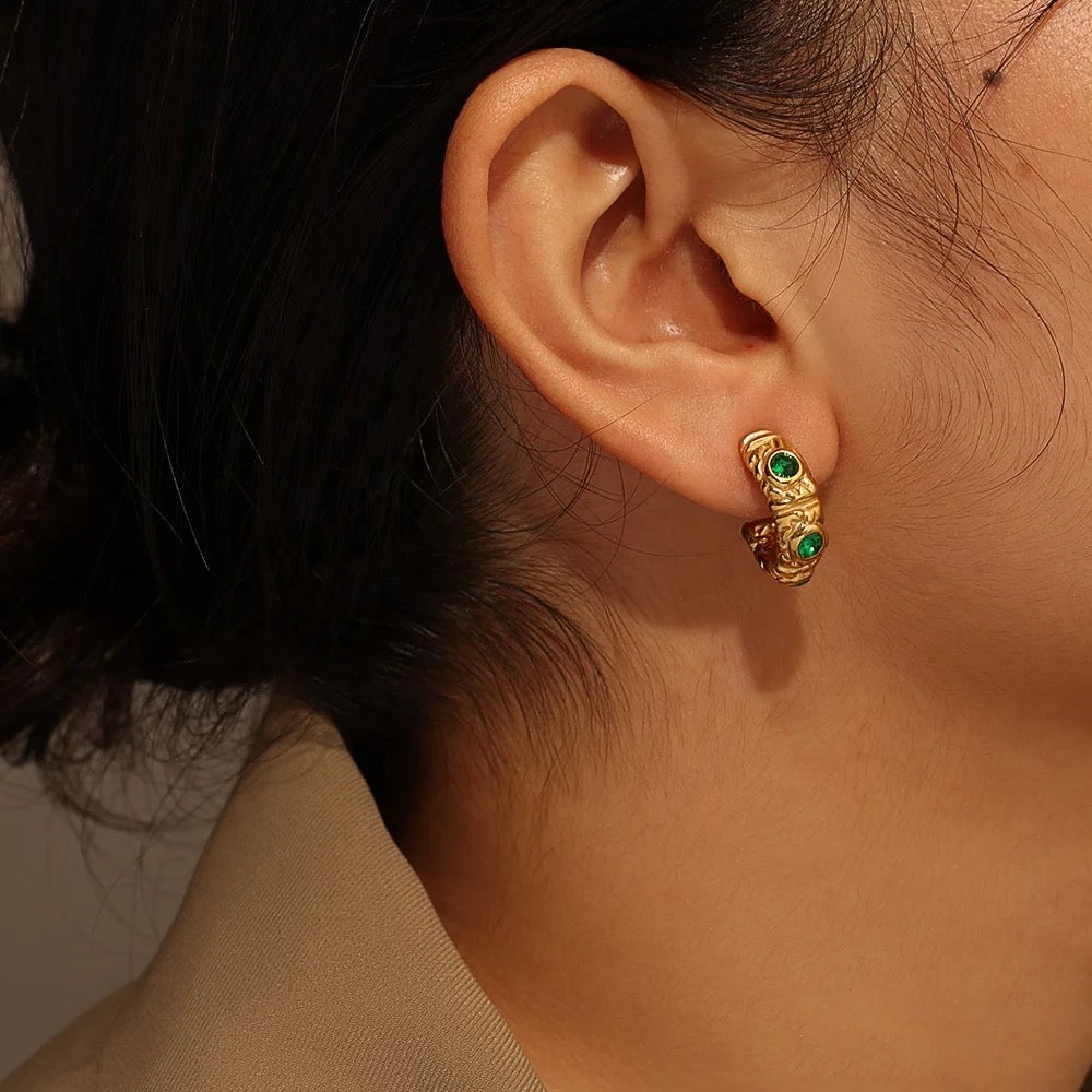 Carryallco Sculpted Zircon Glass Drop Earrings Carryallco