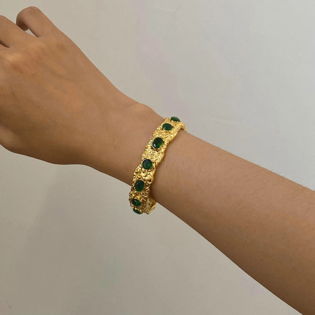 Verdant Glow Hammered Bracelet Carryallco