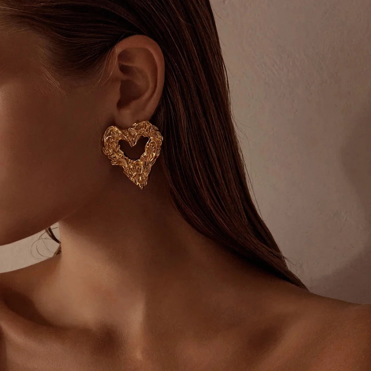 Carryallco Chunky Lava Heart Hoop Earrings Carryallco