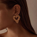 Carryallco Chunky Lava Heart Hoop Earrings Carryallco