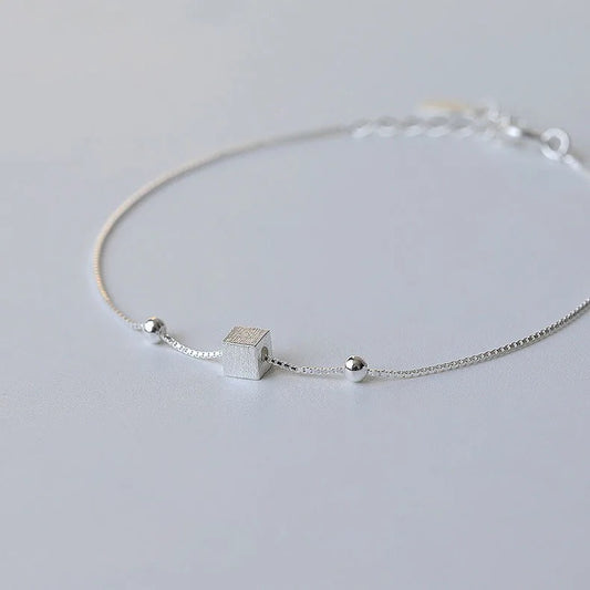 Carryallco 925 Sterling Silver Square Chain Anklet