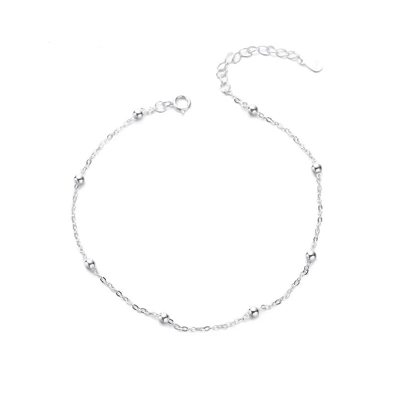 Carryallco 925 Sterling Silver Beads Chain Anklet CARRYALLCO