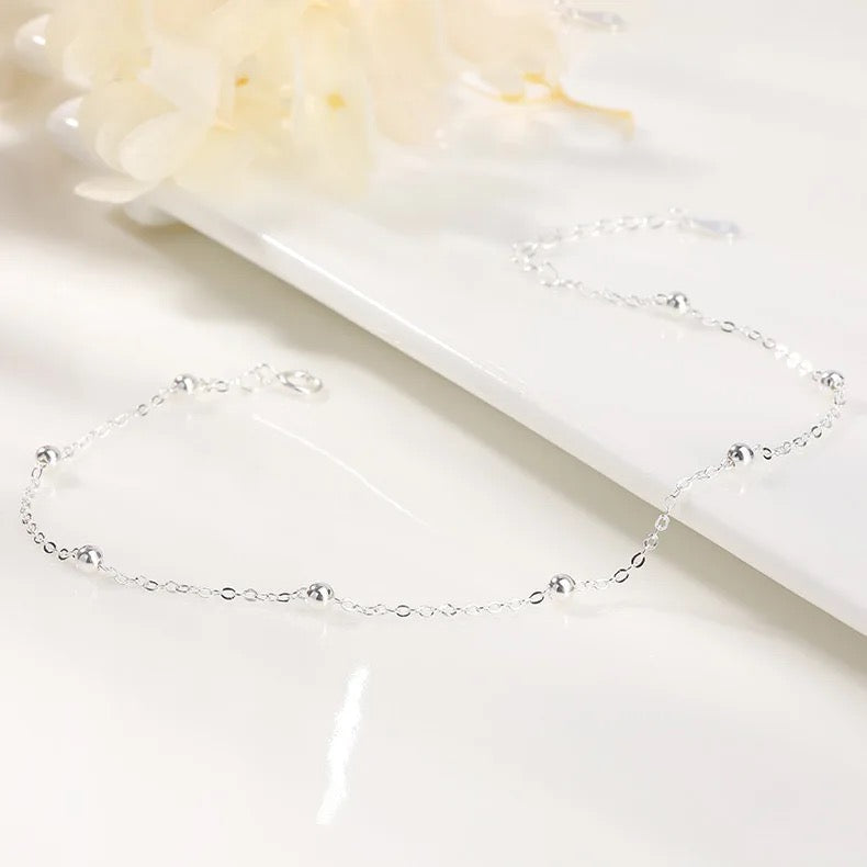 Carryallco 925 Sterling Silver Beads Chain Anklet CARRYALLCO