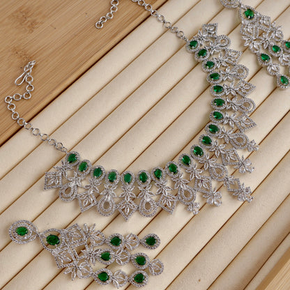 Carryallco Bridal Emerald Luxe American Diamond Necklace