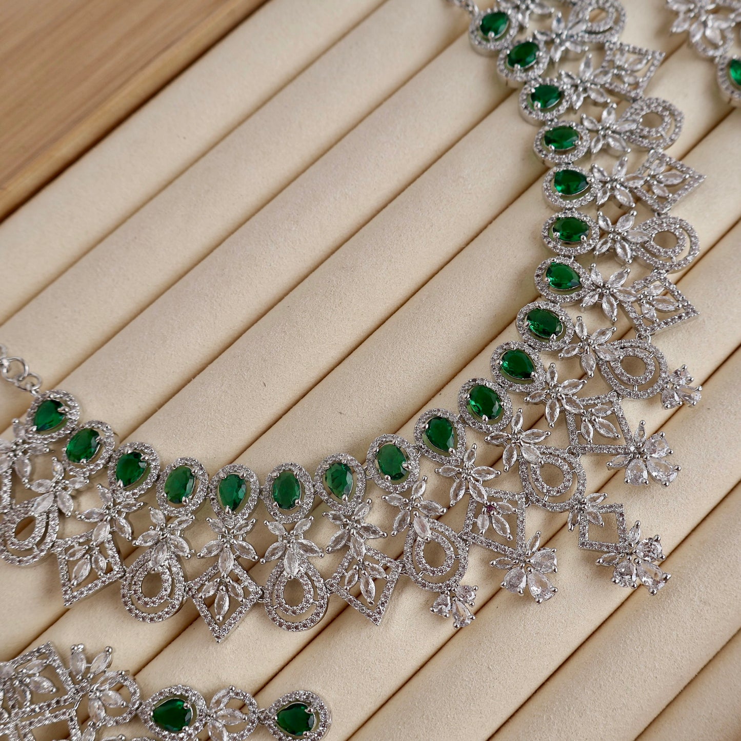 Carryallco Bridal Emerald Luxe American Diamond Necklace