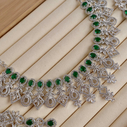 Carryallco Bridal Emerald Luxe American Diamond Necklace