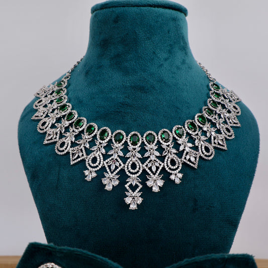 Carryallco Bridal Emerald Luxe American Diamond Necklace