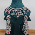 Carryallco Semi Bridal Red American Diamond Necklace Carryallco