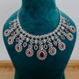 Semi Bridal Red American Diamond Necklace Set – American Diamond | Carryallco