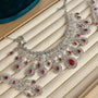 Semi Bridal Red American Diamond Necklace Set – American Diamond | Carryallco