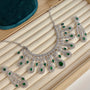 Carryallco Semi Bridal Emerald American Diamond Necklace Carryallco