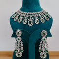 Carryallco Semi Bridal Emerald American Diamond Necklace Carryallco