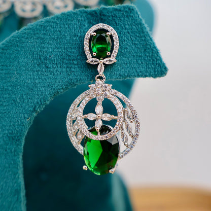 Carryallco Emerald Floral Embrace American diamond Neckalce Set