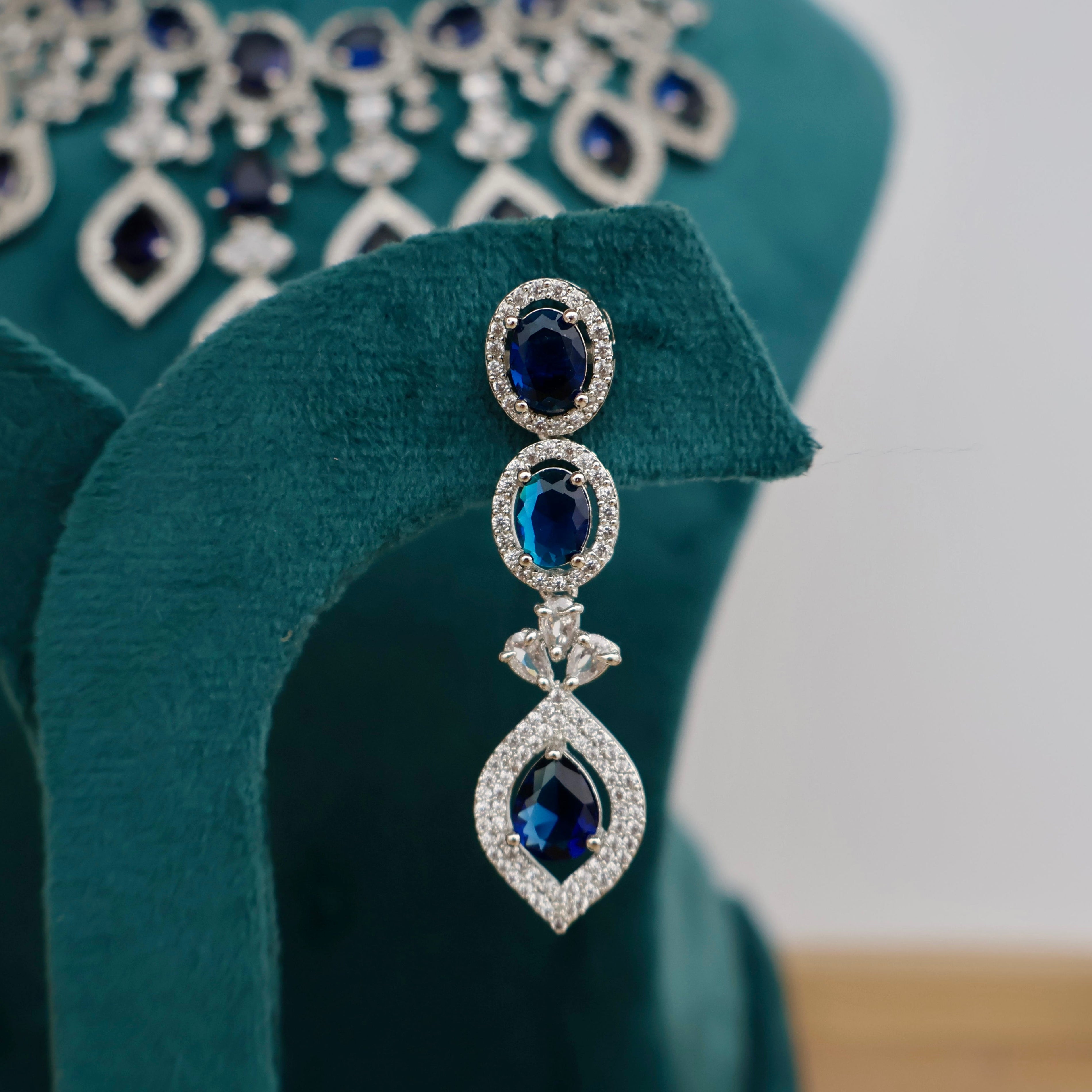 Carryallco Blue Sapphire Majesty American Diamond set Carryallco