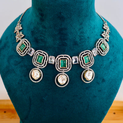 Carryallco Pearlescent Harmony American Diamond Necklace Set