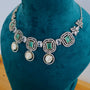 Pearlescent Mint & Pearl American Diamond Necklace Set – American Diamond | Carryallco
