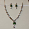 Imperial Emerald Illusion American Diamond Necklace Set