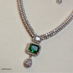 Imperial Emerald Illusion American Diamond Necklace Set